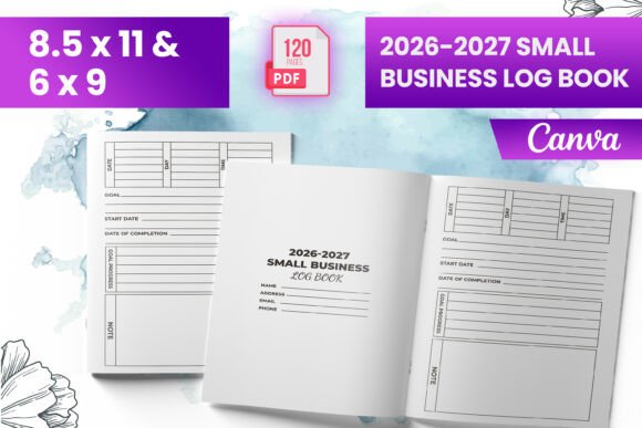 2026-2027 Small Business Log Book for KDP and Canva