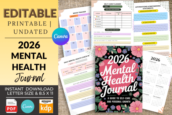 2026 Mental Health Journal – Reflect, Heal, Thrive Daily