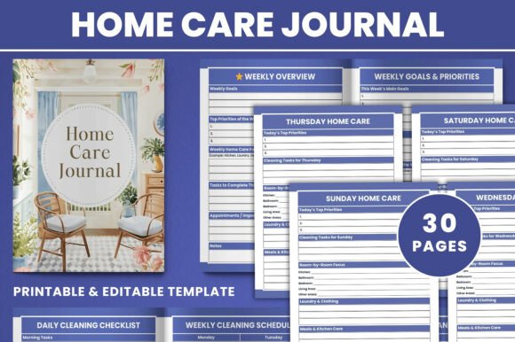 Master Your Home Care Routine with an Editable Home Care Journal